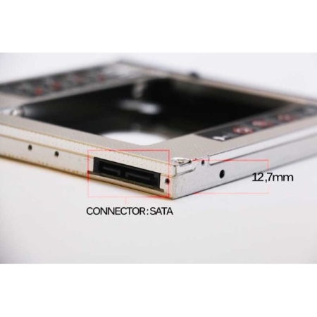 Adaptor CADDY HDD / SSD, pentru unitati optice de grosime 12.7 mm, interfata SATA-SATA, cu masca frontala din plastic+metal - Serial ATA 12mm - Img 7