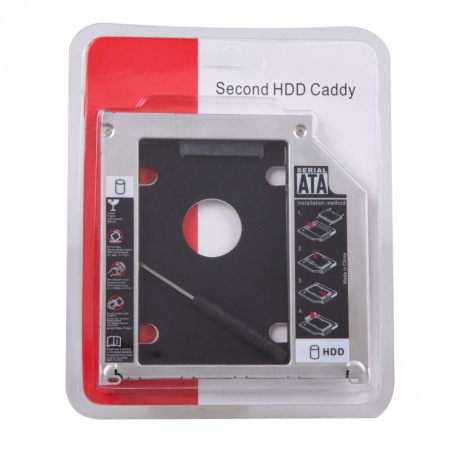 Adaptor CADDY HDD / SSD, pentru unitati optice de grosime 9.5 mm, interfata SATA-SATA, cu masca frontala din plastic+metal - Serial ATA 9mm - Img 5