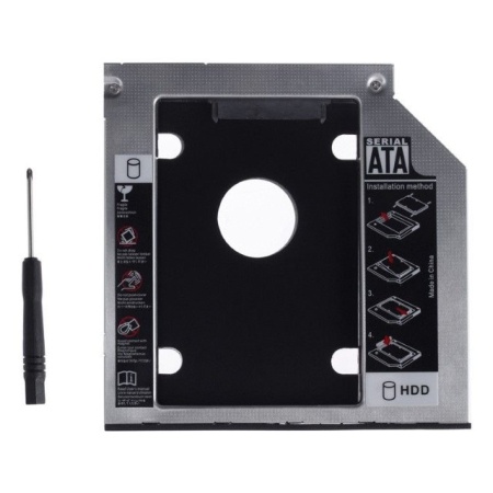 Adaptor CADDY HDD / SSD, pentru unitati optice de grosime 12.7 mm, interfata SATA-SATA, cu masca frontala din plastic+metal - Serial ATA 12mm