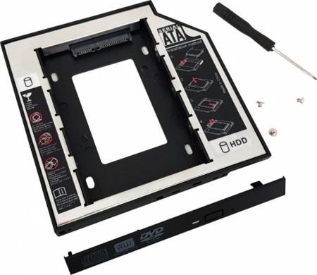 Adaptor CADDY HDD / SSD, pentru unitati optice de grosime 9.5 mm, interfata SATA-SATA, cu masca frontala din plastic+metal - Serial ATA 9mm - Img 7