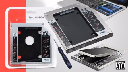 Adaptor CADDY HDD / SSD, pentru unitati optice de grosime 9.5 mm, interfata SATA-SATA, cu masca frontala din plastic+metal - Serial ATA 9mm - Img 2