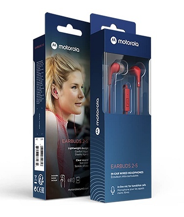 Casti In-Ear cu Fir Motorola Earbuds 2-S, Microfon In-line, Jack 3.5 mm, Rosu - Img 2