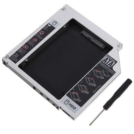 Adaptor CADDY HDD / SSD, pentru unitati optice de grosime 9.5 mm, interfata SATA-SATA, cu masca frontala din plastic+metal - Serial ATA 9mm