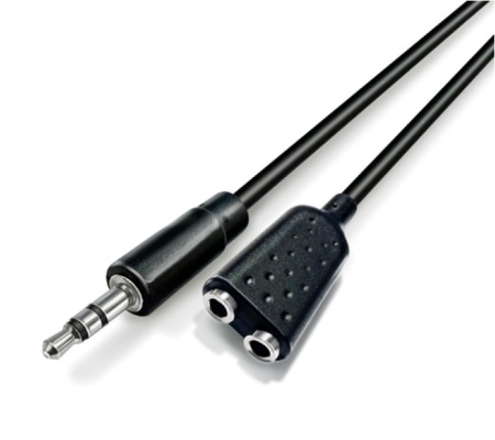 Cablu audio stereo Grundig 3.5mm Jack male la 2x 3.5mm female, 0.2 m, negru - Img 2