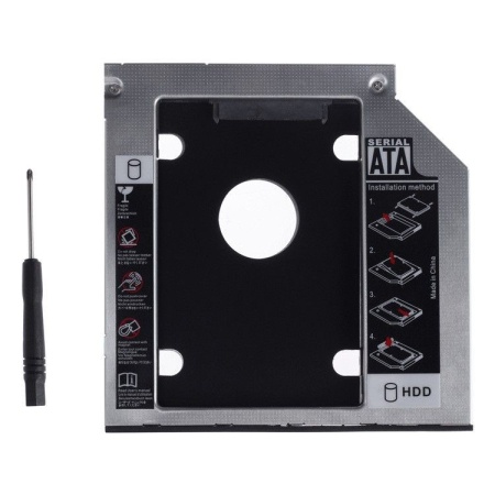 Adaptor CADDY HDD / SSD, pentru unitati optice de grosime 9.5 mm, interfata SATA-SATA, cu masca frontala din plastic+metal - Serial ATA 9mm - Img 4