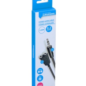 Cablu audio stereo Grundig 3.5mm Jack male la 2x 3.5mm female, 0.2 m, negru