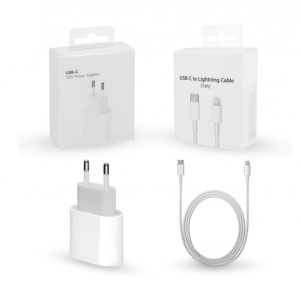 Set Incarcator compatibil cu Apple, USB-C 20W Fast Charger si cablu USB-C Lightning, Compatibil cu iPhone 12 Pro