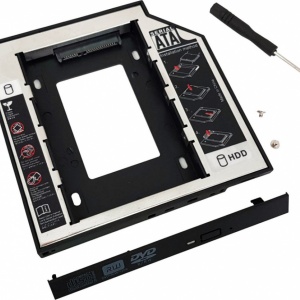 Adaptor CADDY HDD / SSD, pentru unitati optice de grosime 9.5 mm, interfata SATA-SATA, cu masca frontala din plastic+metal - Serial ATA 9mm - Img 7