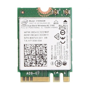 Placă de rețea wireless Intel Dual Band Wireless-AC 3165, Wi-Fi 5 & Bluetooth, Interfață M.2, HP SPS 806723-001
