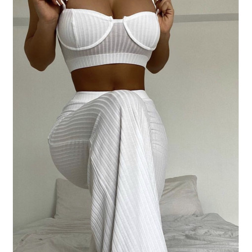 Set alb bustiera si pantalon BB5023