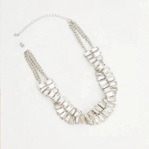 Body chain pentru talie cu cristale transparente si fundita decorativa, argintiu #BB4701 - Img 5