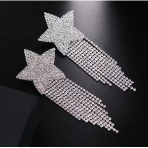 Set accesorii sexy pentru acoperire sani, in forma de stea, cu cristale, argintiu #BB4657 - Img 2