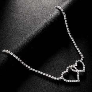 Accesoriu tip body chain pentru picior cu inimioare, argintiu #BB4285 - Img 2
