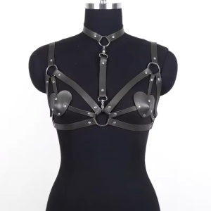 Accesoriu tip sutien din piele ecologica, negru #BB4293 - Img 4