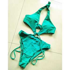 Costum de baie intreg sexy, cu decolteu adanc si decupaje laterale, verde #BB1167 - Img 4