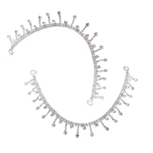 Set accesorii metalice cu cristale pentru incaltaminte, argintiu #BB4710 - Img 4