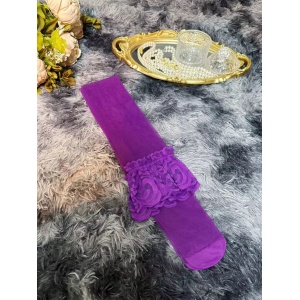 Set lenjerie intima sexy din dantela cu rochie, chilot si ciorapi, mov, 3 piese #BB4496 - Img 8