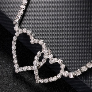 Accesoriu tip body chain pentru picior cu inimioare, argintiu #BB4285 - Img 3