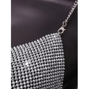 Body chain tip bustiera cu lanturi si cristale, argintiu #BB4432 - Img 9