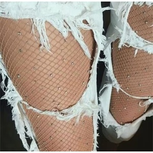 Ciorapi sexy tip dres cu cristale decorative si decupaj in zona coapselor, nude #BB4774 - Img 3