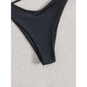  Costum de baie 3 piese cu fista lunga crapata pe picior, negru #BB2022 - Img 6