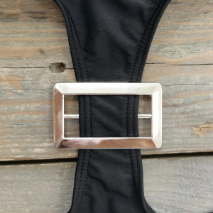 Costum de baie intreg tanga cu decupaje si lant auriu decorativ, negru #BB1052 - Img 14