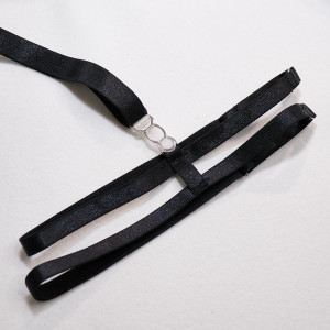 ❗Super Oferta❗Set lenjerie intima sexy cu benzi elastice, lant decorativ si catuse, negru, 4 piese #BB4268 - Img 13