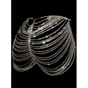Body chain cu cristale pentru posterior, argintiu #BB4798 - Img 5