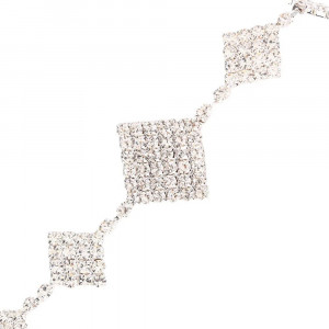Body chain pentru bust cu cristale transparente, argintiu #BB4606 - Img 5