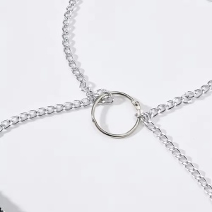 Body chain tip bustiera cu lanturi si cristale, negru #BB4049 - Img 10