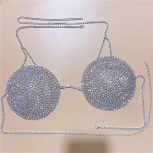 Body chain tip sutien cu cristale transparente, argintiu #BB4494 - Img 7