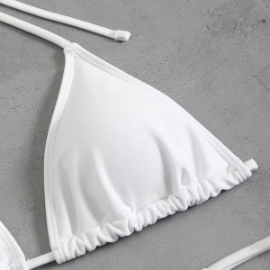 Costum de baie 4 piese cu fustă și bluză din dantelă elastică, alb #BB2095 - Img 7