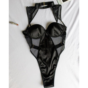Lenjerie intima sexy, body din satin negru #BB4139 - Img 7