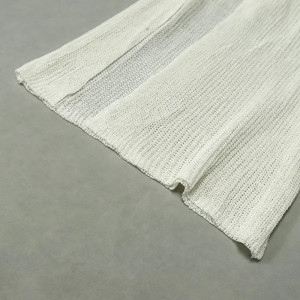 Rochie lunga de plaja, tricotata, cu decolteu, crapatura pe picior si spatele gol, alb #BB1147 - Img 13