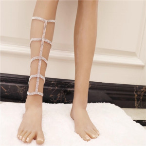 Set body chain pentru picioare cu cristale transparente, argintiu #BB4719 - Img 3