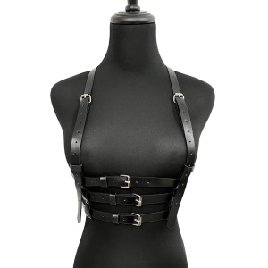 ❗Super Oferta❗Set accesorii tip ham din piele ecologica, pentru bust, talie, picioare, cu masca, negru, 3 piese #BB4398 - Img 17