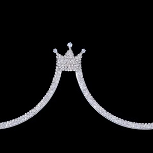 Accesoriu tip body chain cu cristale pentru bust, argintiu #BB4592 - Img 2