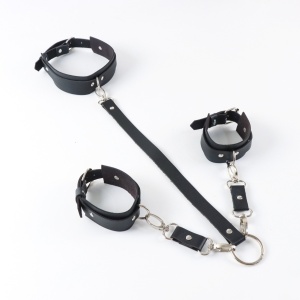 Accesoriu tip ham din piele ecologica pentru gat/spate cu catuse, negru, 2 piese #BB4529 - Img 2