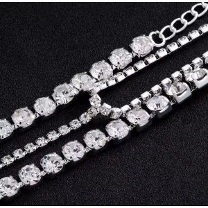 Body chain cu cristale pentru bust si decolteu , argintiu #BB4709 - Img 5