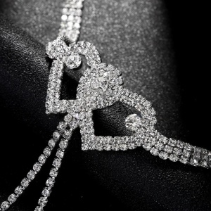 Body chain pentru gat si bust cu cristale transparente, argintiu #BB4192 - Img 5