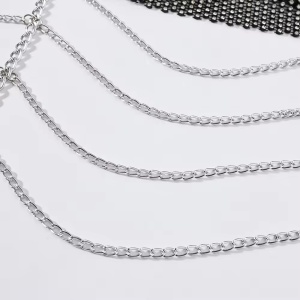 Body chain tip bustiera cu lanturi si cristale, negru #BB4049 - Img 11