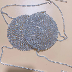 Body chain tip sutien cu cristale transparente, argintiu #BB4494 - Img 6