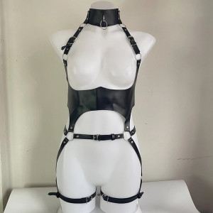 Ham sexy din piele ecologica si catarame metalice, negru #BB4375 - Img 12