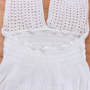 Rochie de plaja midi tricotata cu prindere dupa gat, decolteu si spatele gol, alb #BB1069 - Img 8