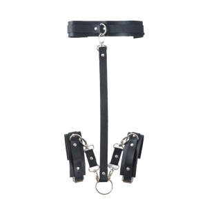 Accesoriu tip ham din piele ecologica pentru gat/spate cu catuse, negru, 2 piese #BB4529 - Img 3