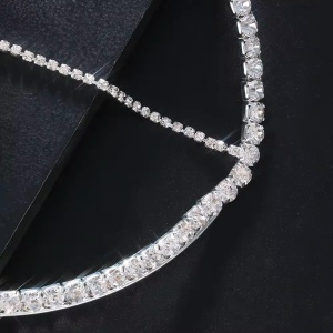 Body chain cu cristale pentru bust si decolteu , argintiu #BB4709 - Img 6