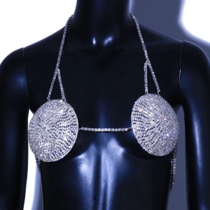Body chain tip sutien cu cristale transparente, argintiu #BB4494 - Img 3