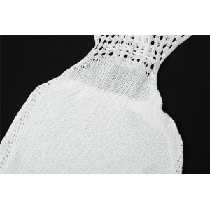 Rochie de plaja midi tricotata cu decupaje, spatele gol si crapaturi laterale, alb #BB1004 - Img 10