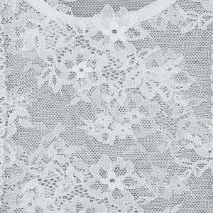 Set lenjerie intima sexy din dantela, body cu snururi laterale si ciorapi plasa inalti, alb, 2 piese #BB4300 - Img 11