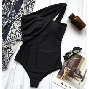 ❗Super Oferta❗ Costum de baie intreg sexy, pe un umar, cu decupaj la spate, negru #BB1090 - Img 5